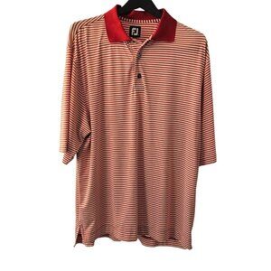 FootJoy Large Red White Stripe Moisture Wicking Golf Polo Pine Hills